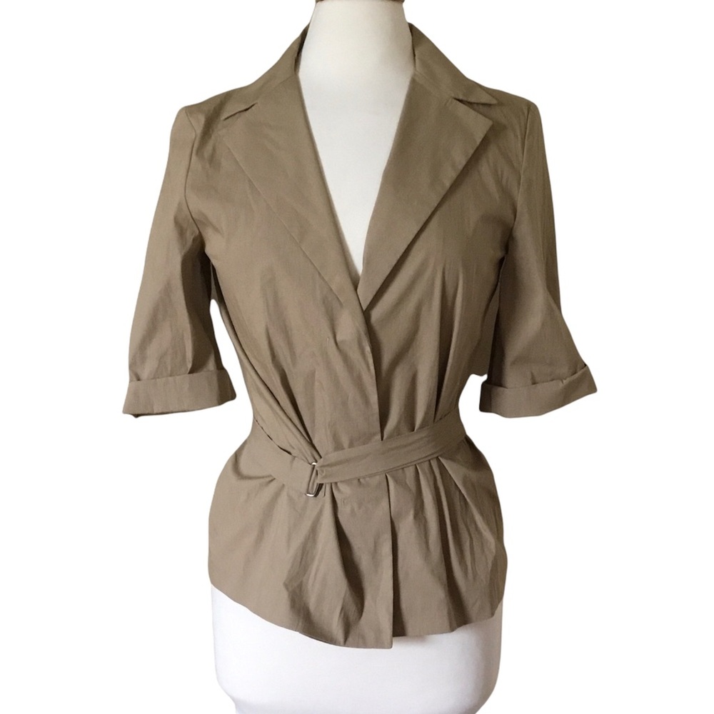 Jil Sander Tan Wrap-Style Short Sleeve Jacket